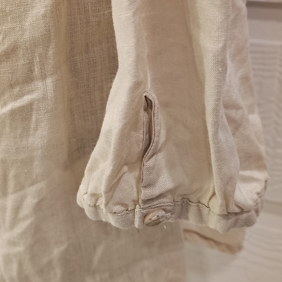 Malvin Hamburg Germany I love Linen Womens Blouse Sm Button Up Collar 100% Linen - Picture 9 of 11
